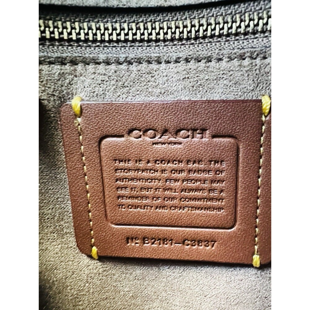 Coach Beat Saddle Bag Chalk Tan Carriage Print Canvas Leather Crossbody - Picture 7 of 7